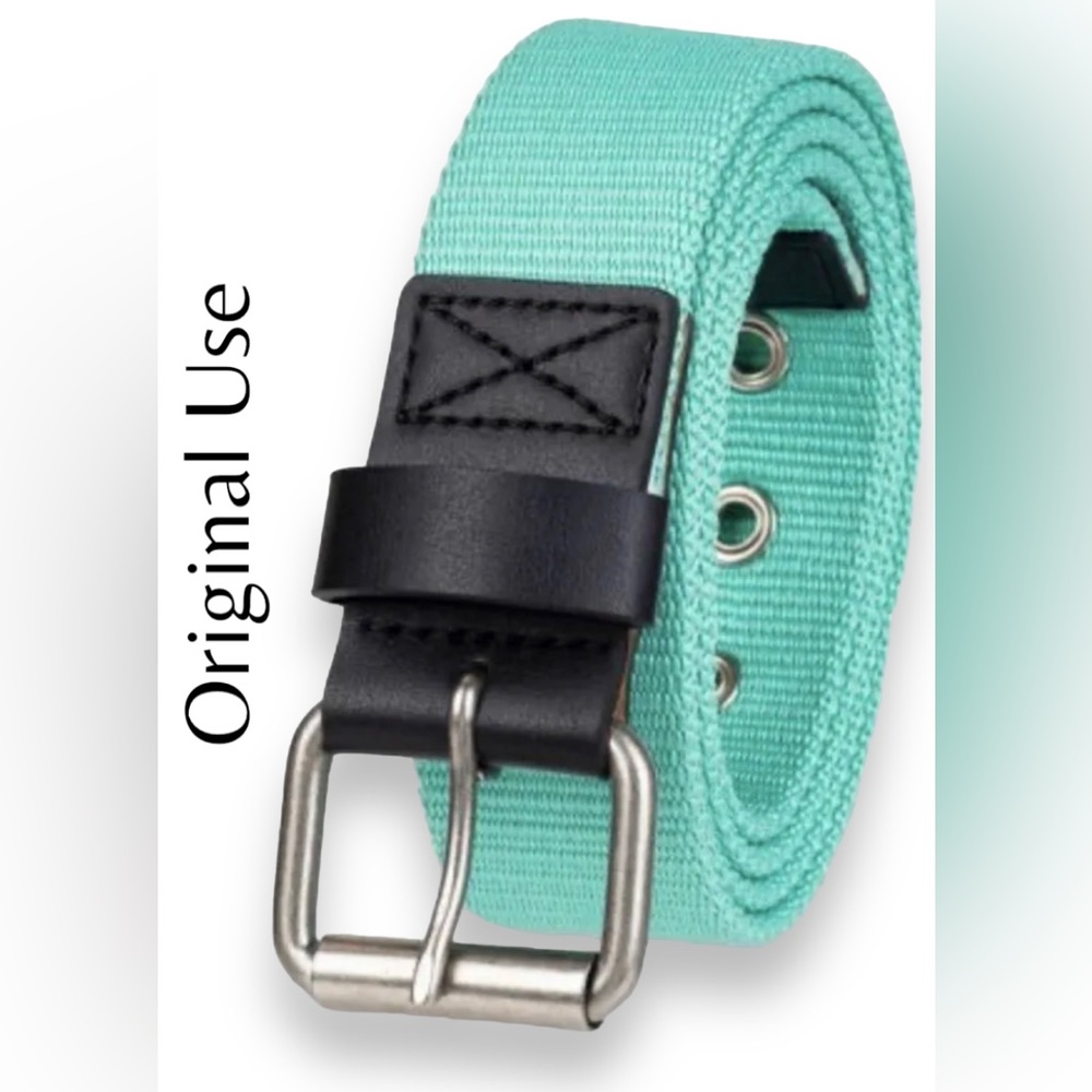 NWT Original Use Men's Teal Canvas Roller Buckle Brushed Nickel Belt